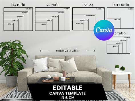 Horizontal Wall Art Size Guide, Size Comparison,Poster Frame Size Guide, poster size guide ...