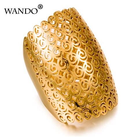 WANDO Dubai Ethiopia wedding Gold Rings 24K Gold Color Ring For Women ...