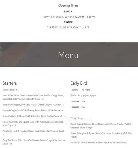 Avalon Restaurant Menu, Menu for Avalon Restaurant, Donnybrook, Dublin ...