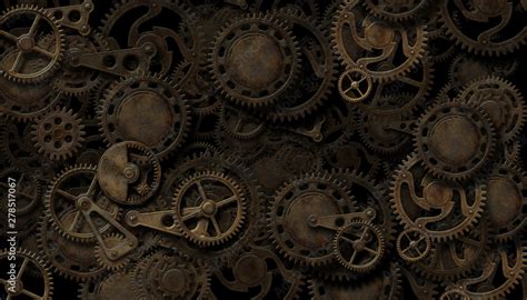 Steampunk clockwork mechanism background Stock Illustration | Adobe Stock