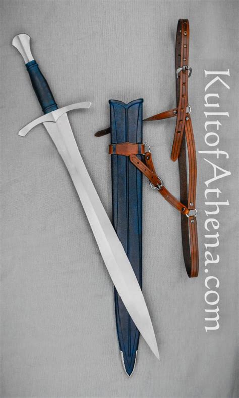 Valiant Armoury Craftsman Series - Short Leaf Blade Sword with Scabbard - Blue - w/ Scabbard