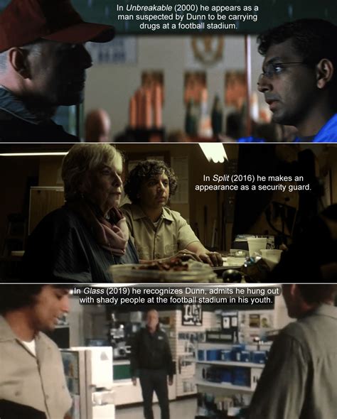 M. Night Shyamalan cameos in Unbreakable (2000), Split (2016), and Glass (2019) : r/continuityporn