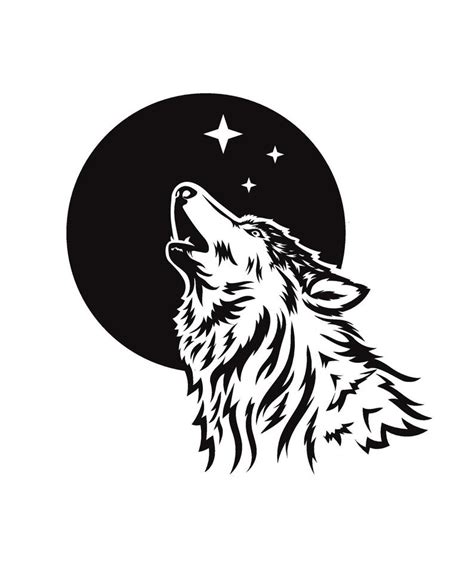 cabeza de lobo aullando frente a la luna vector 5906658 Vector en Vecteezy