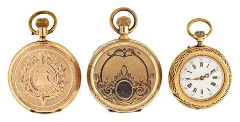 A Lot Of Two Gold Pocket Watches And A Gold Pocket Watch Case Auction