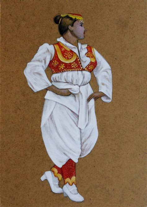 Albanian woman with traditional costume, acrylic paint, 15 x 21 cm