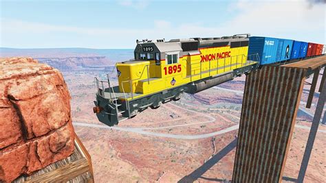 Train Derailment on the Bridge - Beamng Drive - YouTube