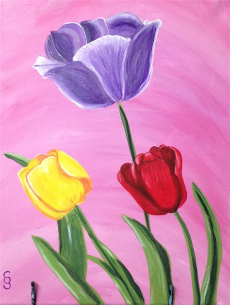 Tulips by PeachiePaintings on Etsy Floral Paintings Acrylic, Acrylic ...