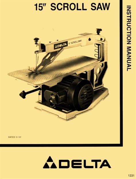 DELTA 15" Scroll Saw 40-150 Owner Instructions & Parts Manual - Ozark Tool Manuals & Books