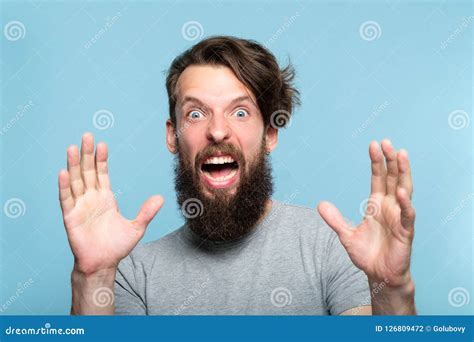 Startled Terrified Scared Man Screaming Eyes Open Stock Photo - Image ...