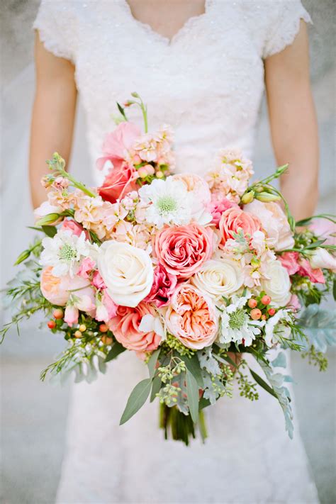 coral wedding bouquet bushel and a peck floral design Coral Bouquet Wedding, Coral Bridal, Peach ...