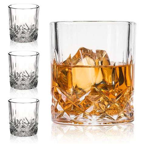 Buy DeeCoo Crystal Old Fashioned Whiskey Glasses (Set of 4), 11 Oz ...