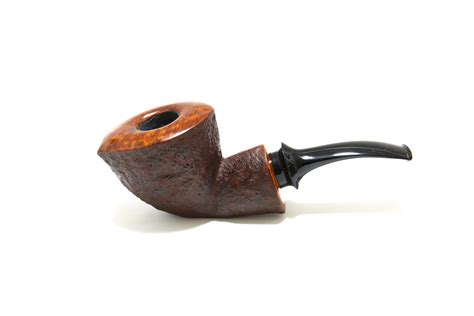 Tatsuo Tajima`s Blasted Bent Horn pipe.(Reverse Calabash) - Tobacco Pipes Japan