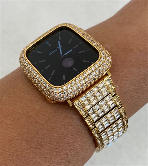 Designer Apple Watch Band Gold Series Rolex Style 38mm-49mm Ultra & or Smartwatch Lab Diamond ...
