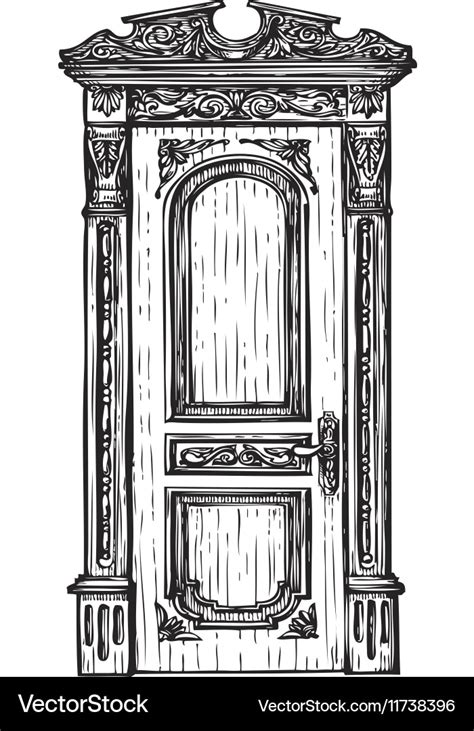 Freehand drawing door sketch Royalty Free Vector Image