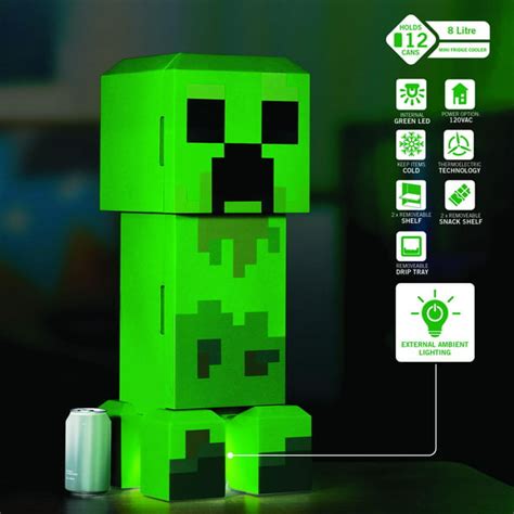 New Minecraft Green Creeper Body 12 Can Mini Fridge 8L 2 Door Ambient ...
