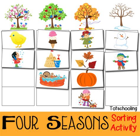 Four Seasons Sorting Activity Free Printable | Totschooling - Toddler ...