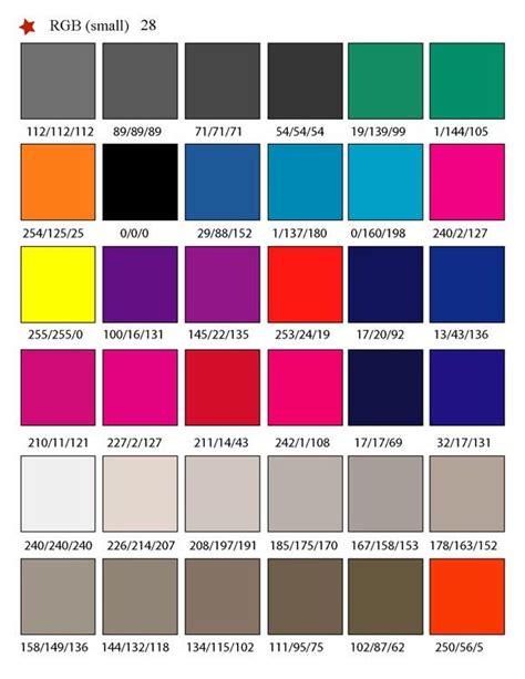 Printable RGB Color Palette Swatches - My Practical Skills | Color ...