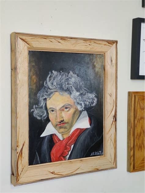 Portrait of Beethoven original oil on canvas painting framed