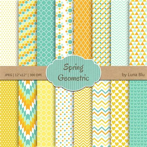 Geometric Digital Paper: Spring Geometric Patterns | Etsy