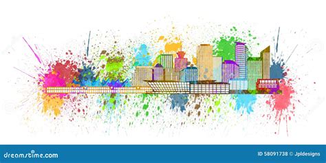 Vancouver BC Skyline Paint Splatter Illustration Stock Illustration ...