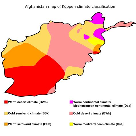 Afghanistan map of Köppen climate classification | Afghanistan, Cold deserts, Map