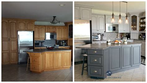 Before-and-after-painted-oak-kitchen-cabinets-in-gray.-Kylie-M-E-design ...