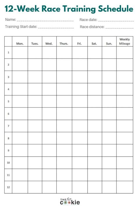 If you have upcoming races and need to track your training, use this compact 12-Week Blank ...