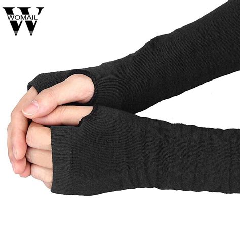 Womail Winter Wrist Arm Hand Warmer Knitted Long Fingerless Gloves Mitten Dec 13 Drop Ship-in ...