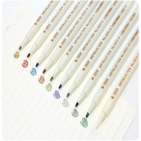 10 Colors Metallic Brush Marker Pens Metallic Calligraphy Painting Pen for Card Making Rock ...