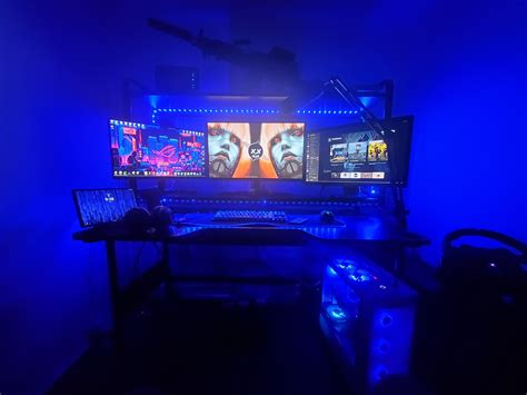 Added a RGB strip to my setup . If you can't tell I like blue : r/pcsetups