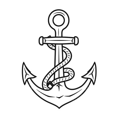 Nautical Anchor Image With Knots For Coloring Free Outline Sketch Drawing Vector, Anchor Drawing ...