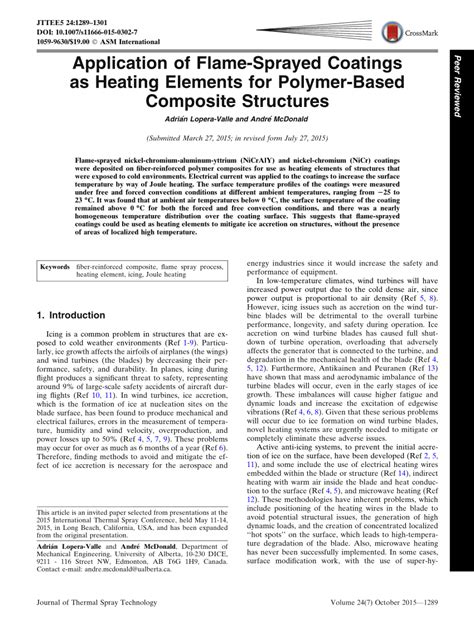 (PDF) Application of Flame-Sprayed Coatings as Heating Elements for Polymer-Based Composite ...