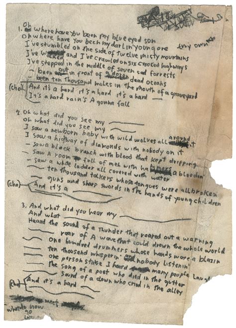 Bob Dylan Handwritten Lyrics