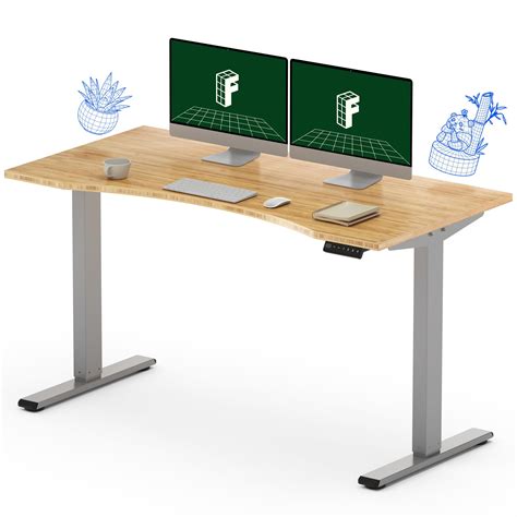 Buy FLEXISPOT EN1 Bamboo Standing Desk 55 x 28 Inches Whole-Piece Curved Natural Bamboo Desktop ...