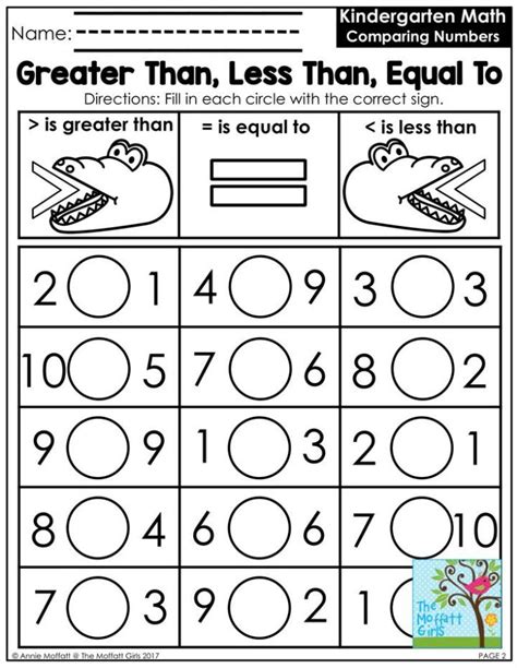 More Than Less Than Equal To Worksheets Kindergarten - Eugene Glover's Kindergarten Worksheets