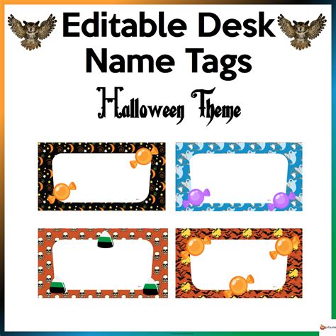 Editable Desk Name Tags Halloween Theme - Made By Teachers