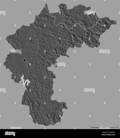 Shape of Chungcheongbuk-do, province of South Korea, with its capital ...