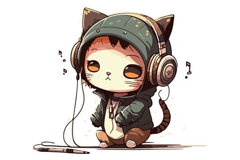 Cat wearing headphones vector illustration 22330387 Vector Art at Vecteezy