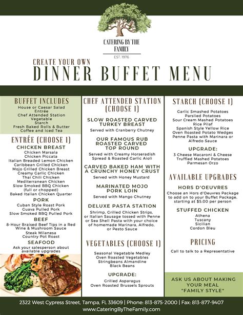 Create Your Own Dinner Buffet Menu - Catering by the Family