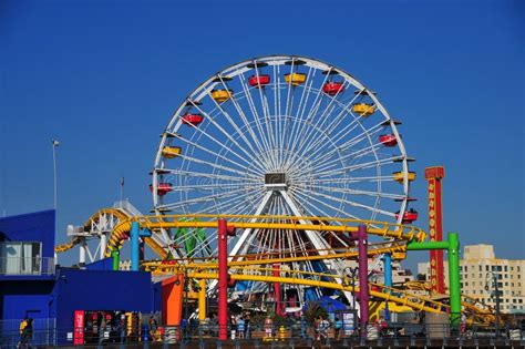 Santa Monica Pier - Pacific Park Ferris Wheel Editorial Image - Image of park, busy: 100375790