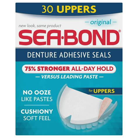 Sea Bond Secure Denture Adhesive Seals, For an All Day Strong Hold, 30 ...