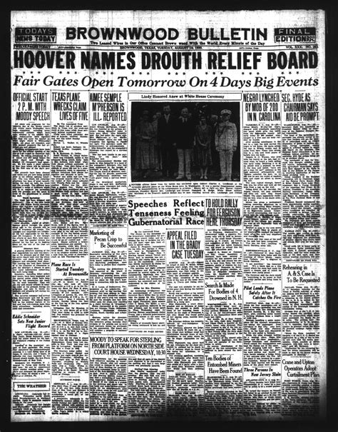 Brownwood Bulletin (Brownwood, Tex.), Vol. 30, No. 263, Ed. 1 Tuesday, August 19, 1930 - The ...