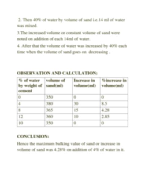 SOLUTION: Bulking of sand (lab experiment with theory,observation,calculation and result ...