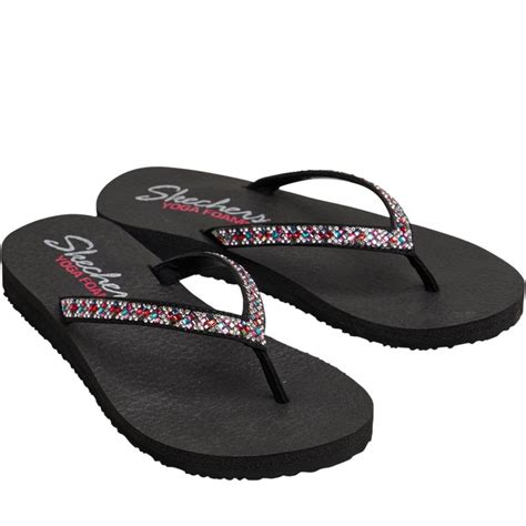 Buy SKECHERS Womens Meditation Perfect 10 YOGA FOAM® Flip Flops Black/Multi Rhinestone