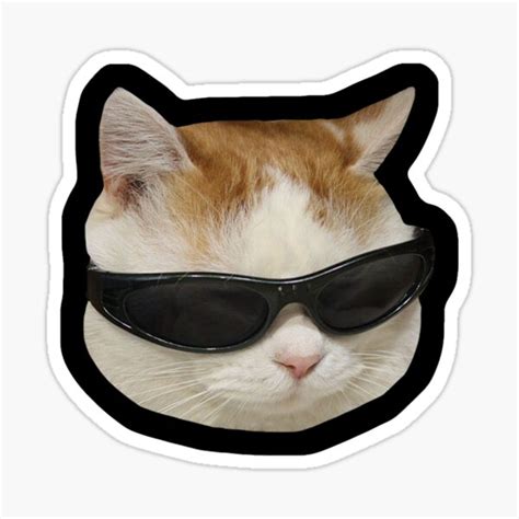 "Sunglasses Cat Meme #4 (Black Outline)" Sticker for Sale by cat-reactions | Redbubble