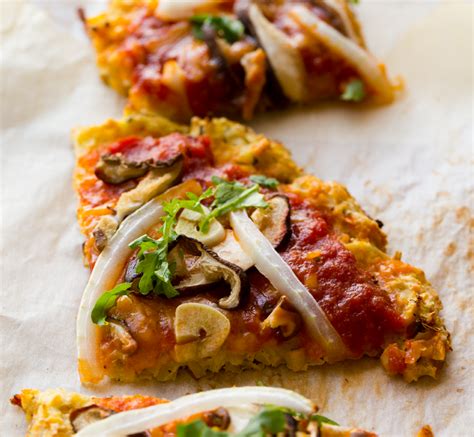 Vegan Cauliflower Pizza Crust with Chickpeas - HealthyHappyLife.com