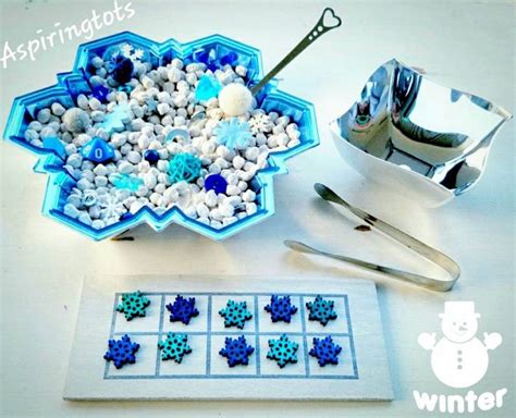 Winter Snowflake Sensory Bin Math Ten Frame Reggio Emilia Inspired Winter Loose Parts Montessori ...