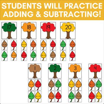 Addition and Subtraction Math Centers (Fall Math Activities) | TPT