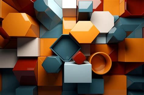 Premium AI Image | 3d graphics background Colorful Geometric Tiles 3D Style Geodesic Shapes UHD ...