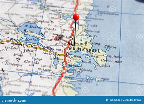 Sweden Stockholm, 07 April 2018: European Cities on Map Series. Closeup ...